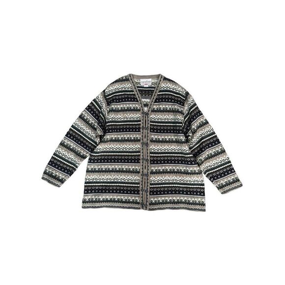 Vintage carolina colours womens plus 22 wool pattern cardigan knit sweater brown - Picture 1 of 12